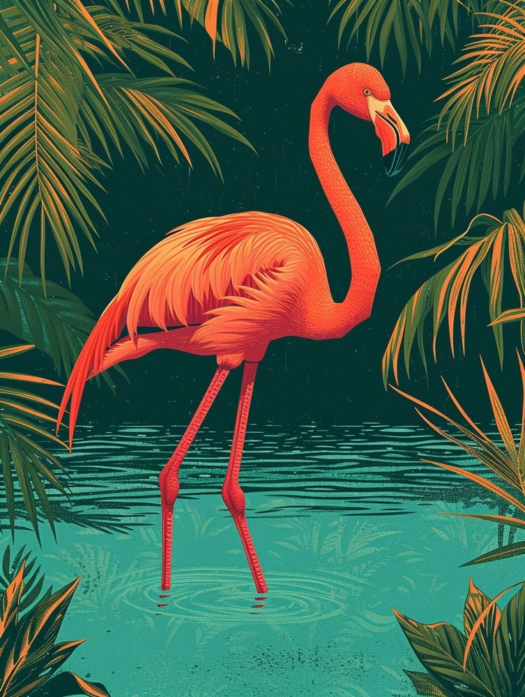 Greater Flamingo Ra Lagartos Yucatan Mexico Tropical Illustration 1