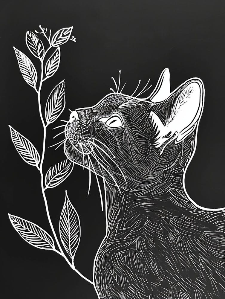 European Shorthair Cat Minimalist Illustration 4