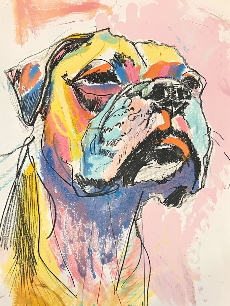 Bulldog - Illustration au Trait Colorée