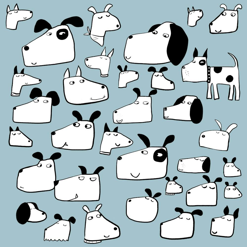 Dogs On A Blue Background