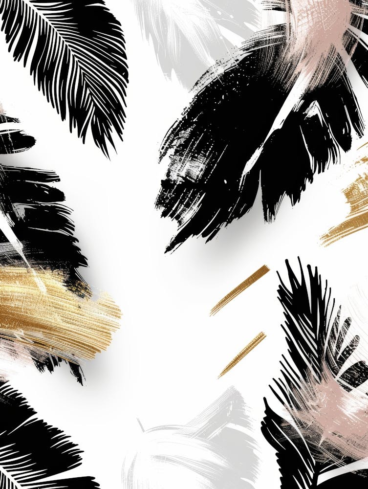 Abstract Black And Gold Feathers