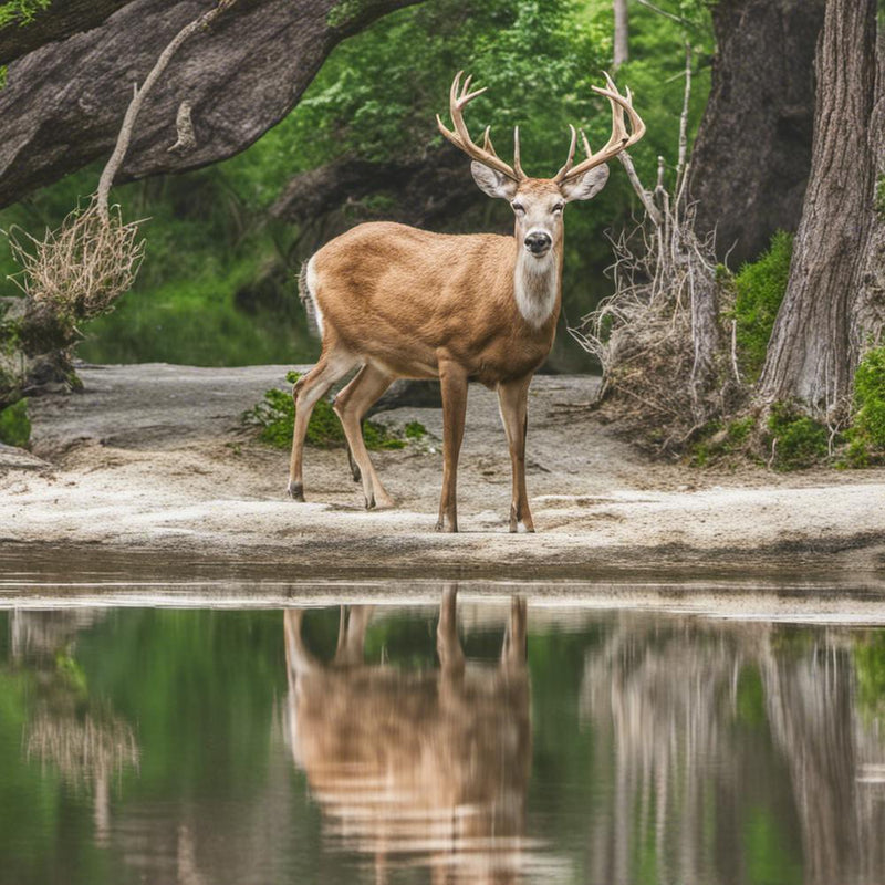 Cerf debout dans l'eau