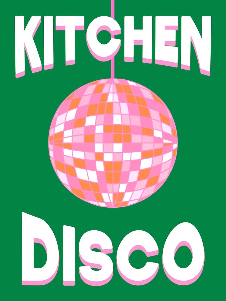 Kitchen Disco Pink Green and Orange