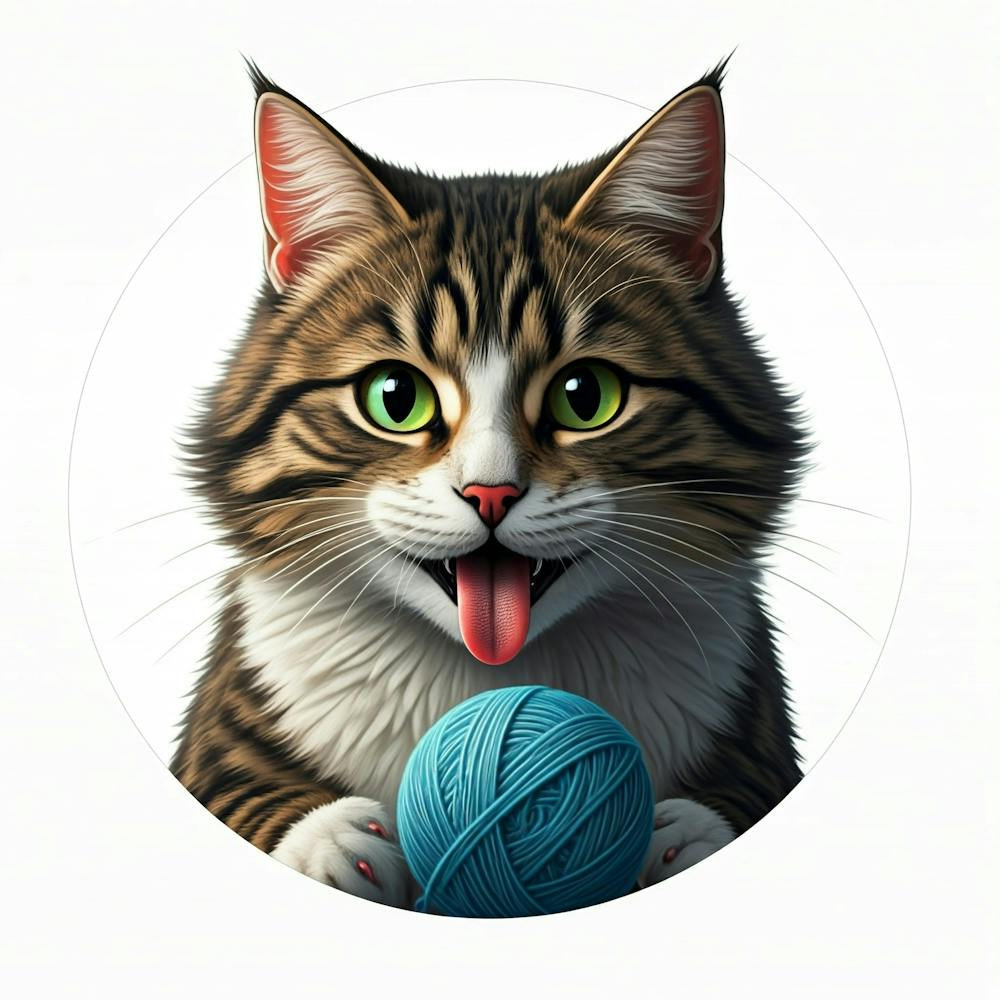 Chat avec une Pelote de Laine
