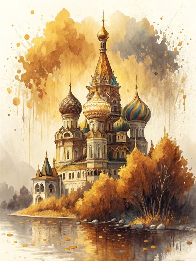 Oil Painting Style Luxury Ink Blot In Golden