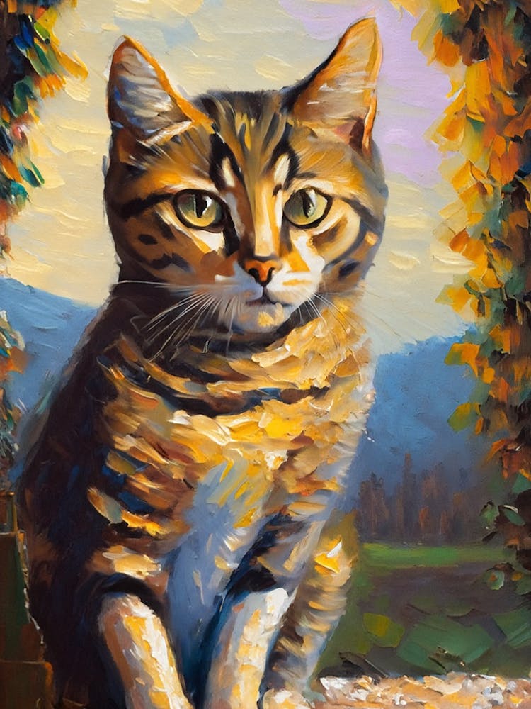 Tabby Cat Fine Art Oil Painting