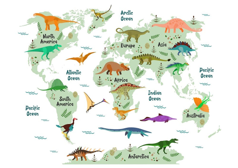 Colourful Dinosaur World Map