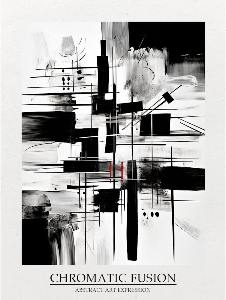 Chromatic Fusion Abstract Black And White 2 Poster