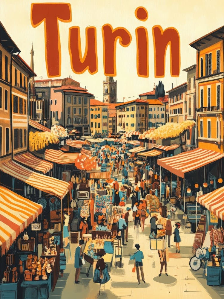 Aihrgdesign A 1970s Inspired Travel Poster For Turin Depictin E6b14538 Ae0b 4afb 9aa0 Fdd4e0a31d67 0