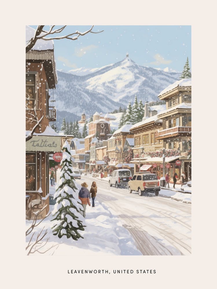 Vintage Winterplakat Leavenworth Washington 4