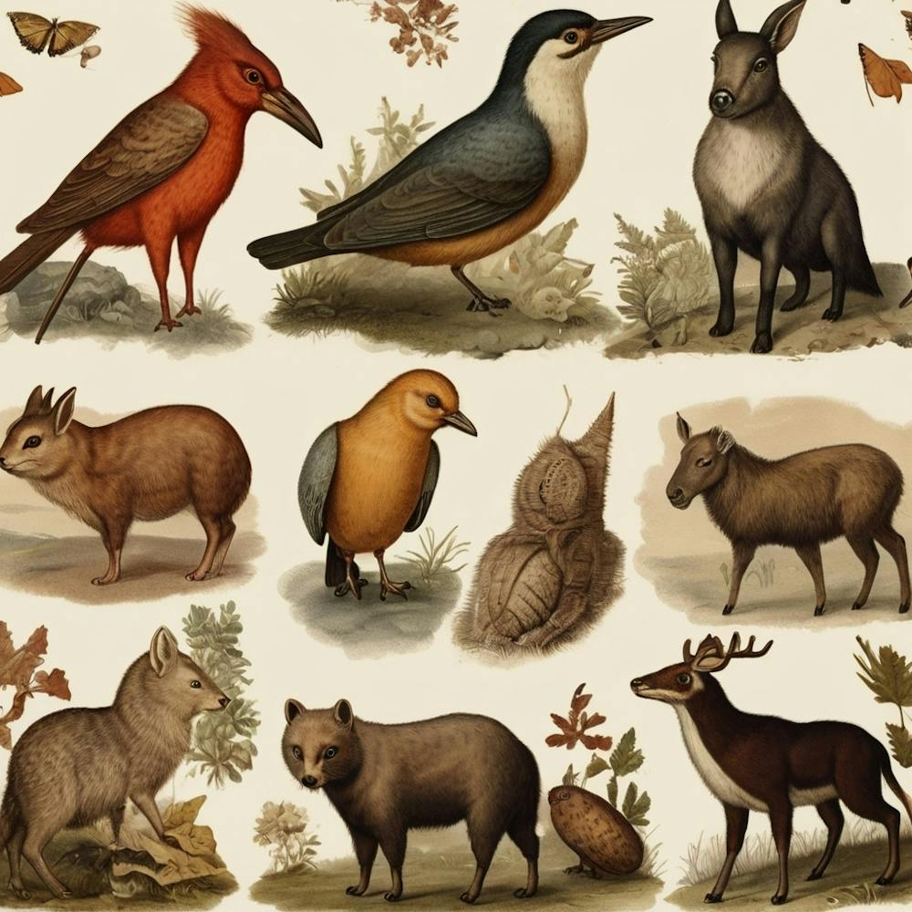 Default Default Vintage Tiere für verschiedene Jahreszeiten Ästhetik 2 (2)