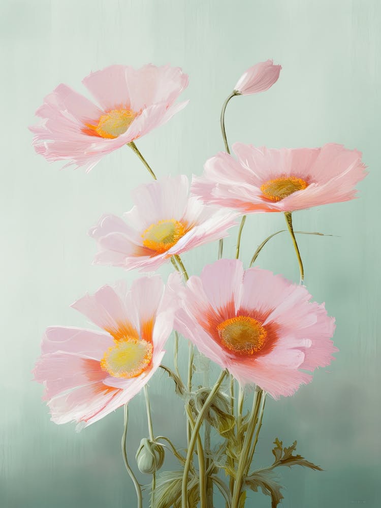 Daisies Flowers Acrylic Painting In Pastel Colours 4