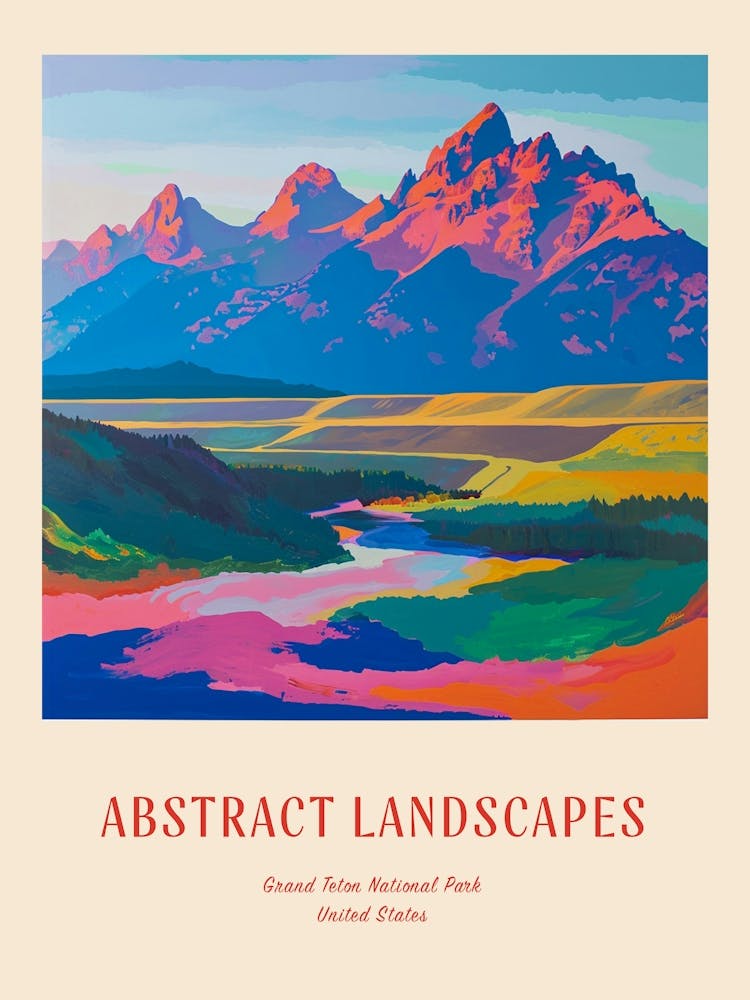 Farbenfrohes Abstrakt Grand Teton National Park Usa 5 Poster