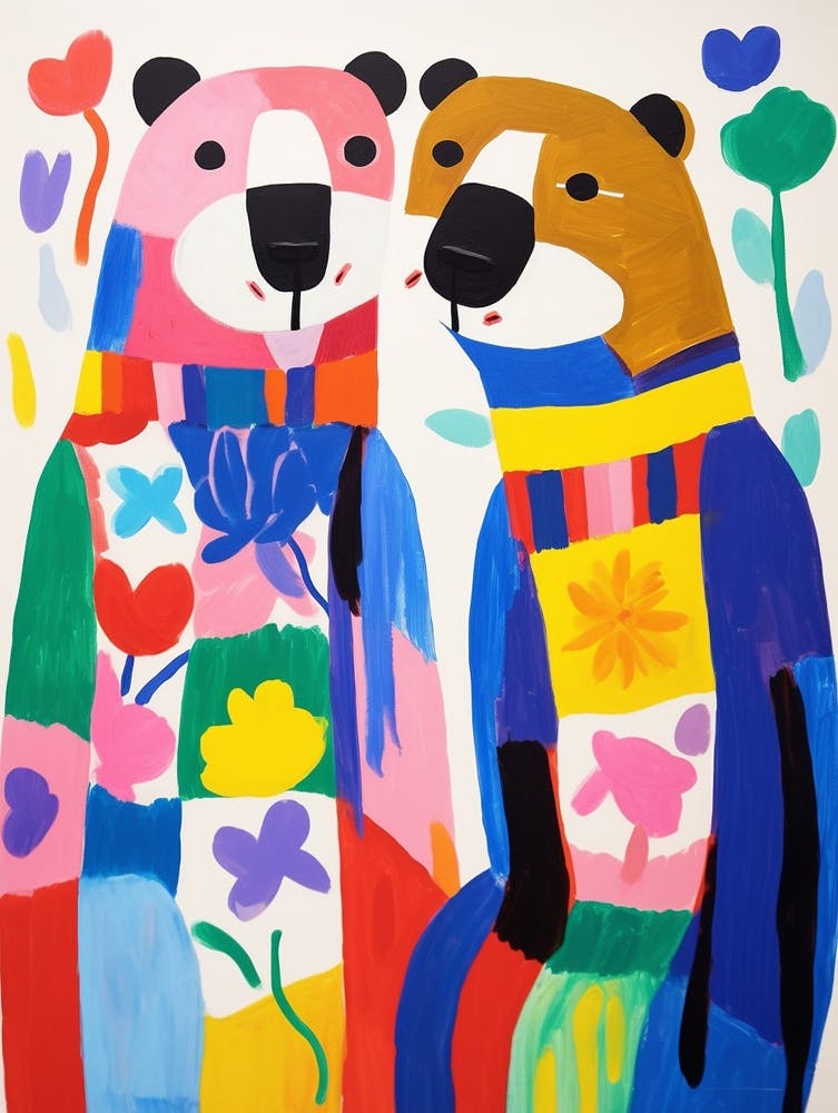 Colourful Kids Animal Art Otter 1