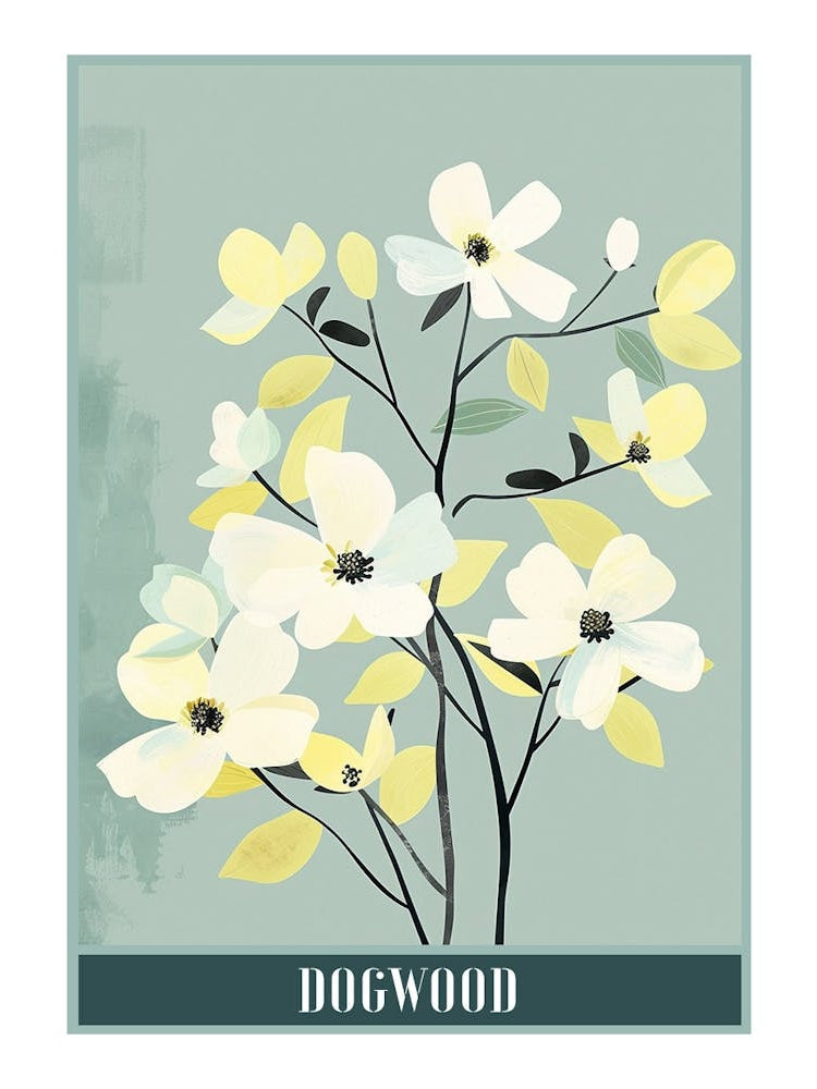 Dogwood Tree Flat Illustration 2 Poster
