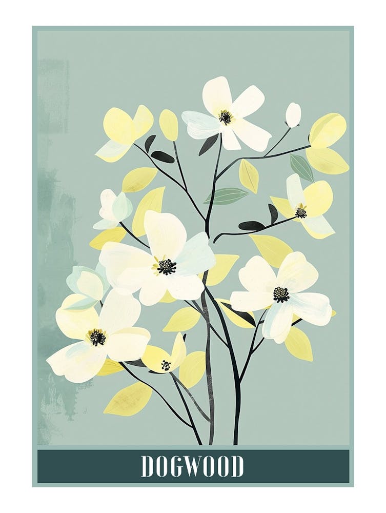 Dogwood Tree Flat Illustration 2 Poster