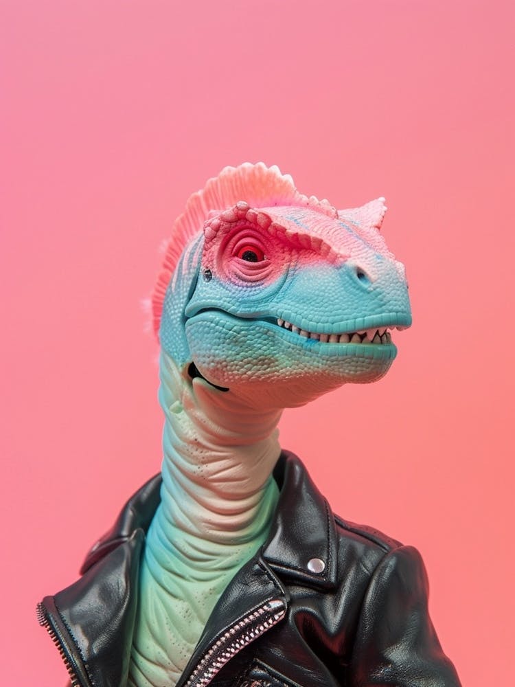 Dinosaure Punk Dans Une Veste En Cuir 2