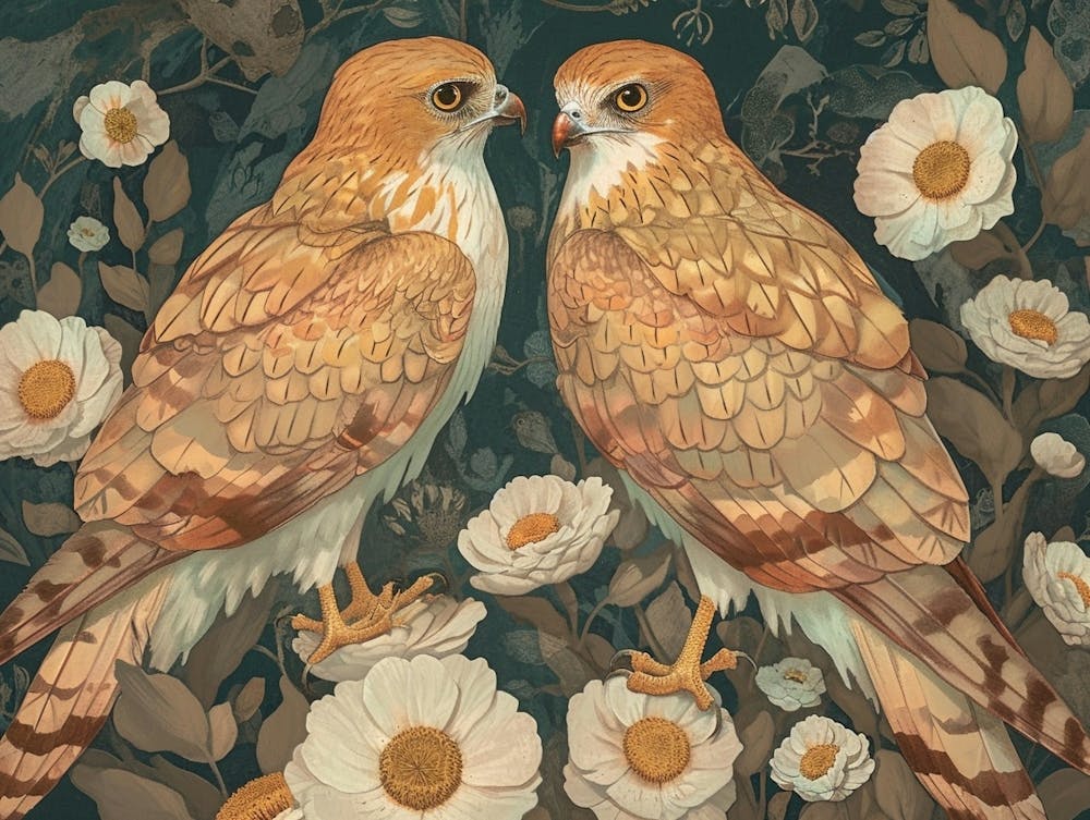 Illustration Animale Florale Faucon 1