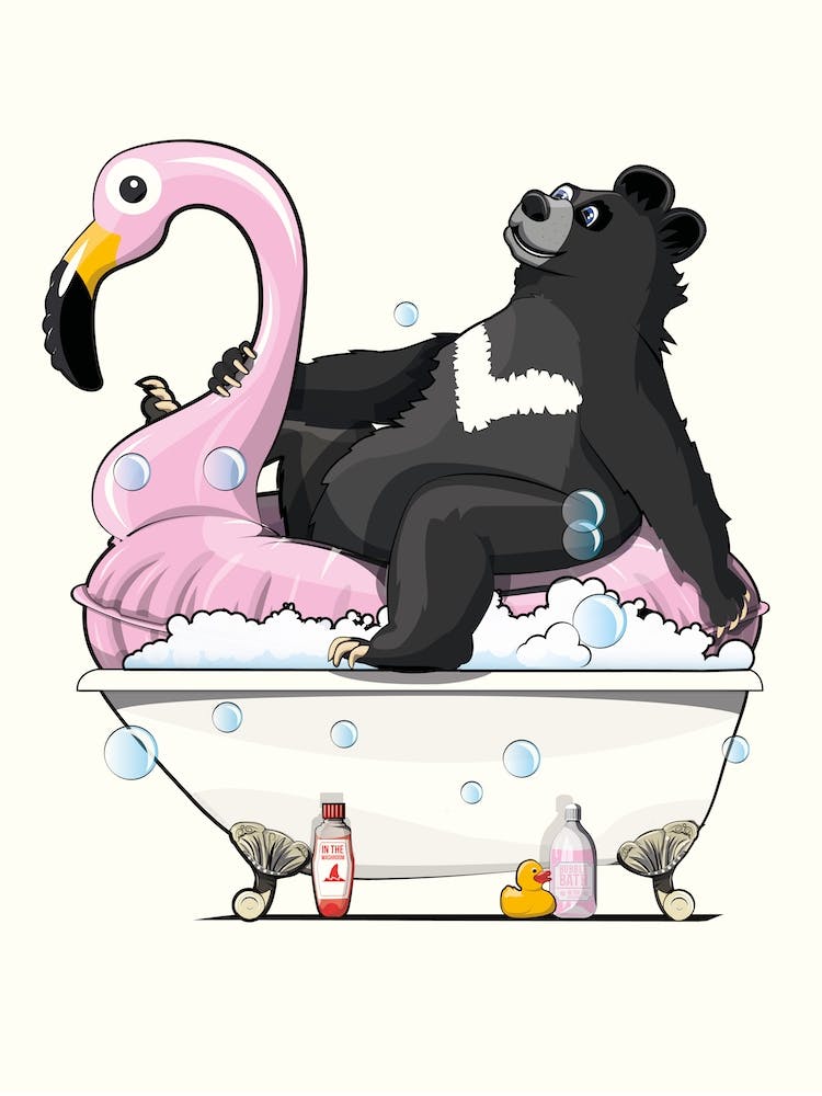 Asian Bear In The Bath