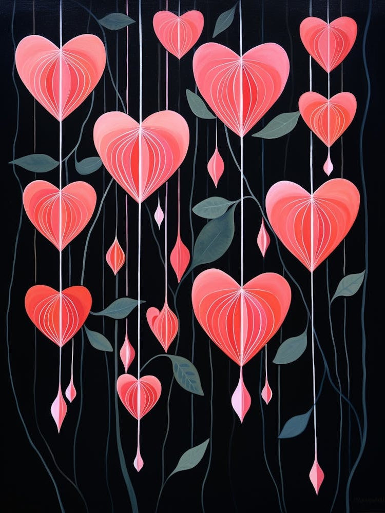 Bleeding Heart Dicentra 2 Hilma Af Klint Inspired Flower Illustration