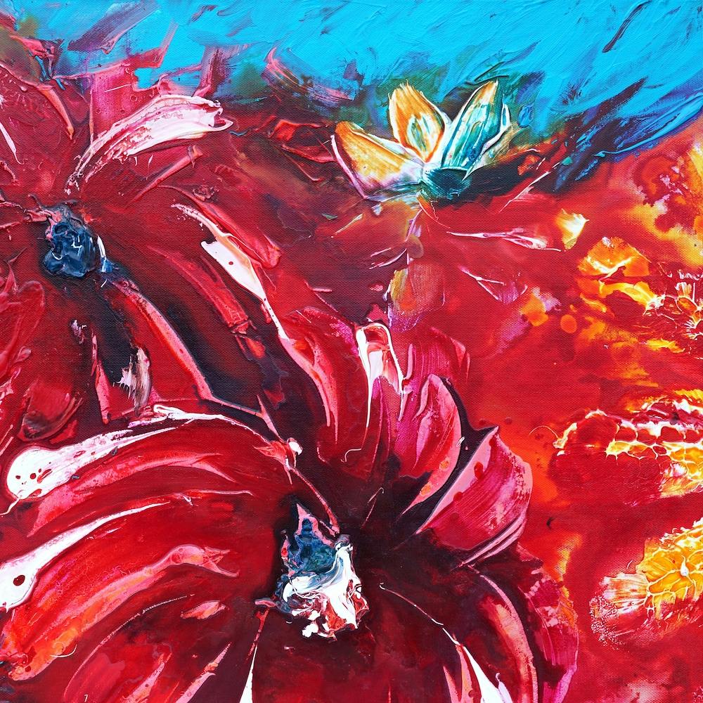Colourful Tropical Flower Painting 1 Square