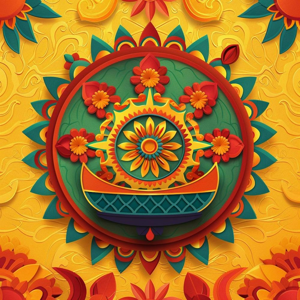 Onam Inspired Banner Texture With Rangoli Design 171