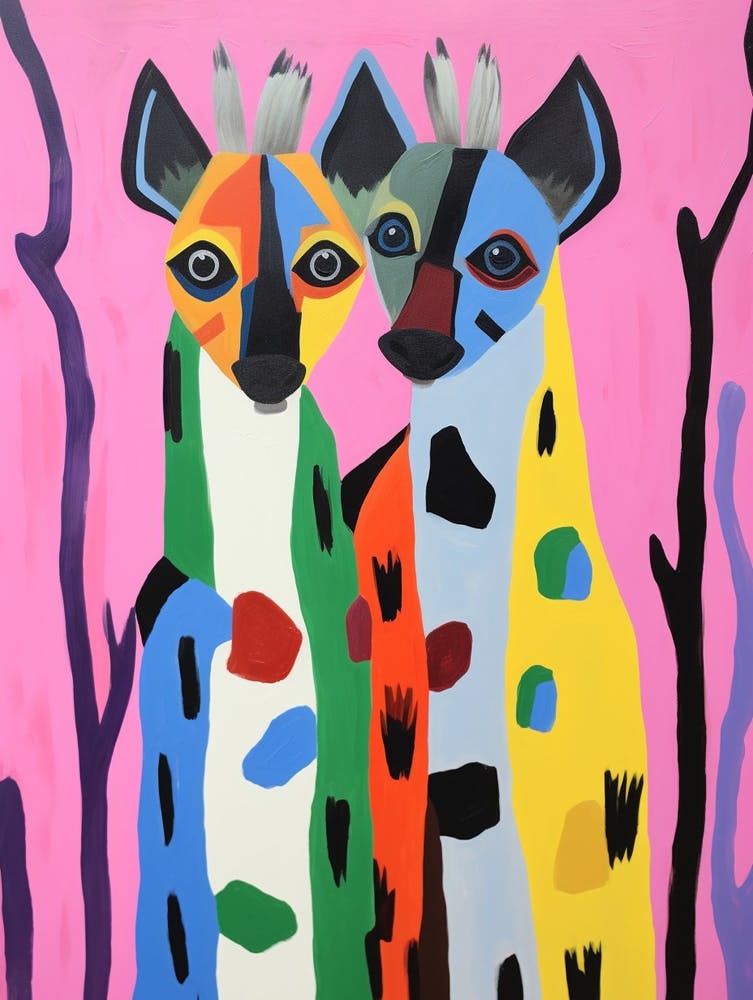 Colourful Kids Animal Art Hyena