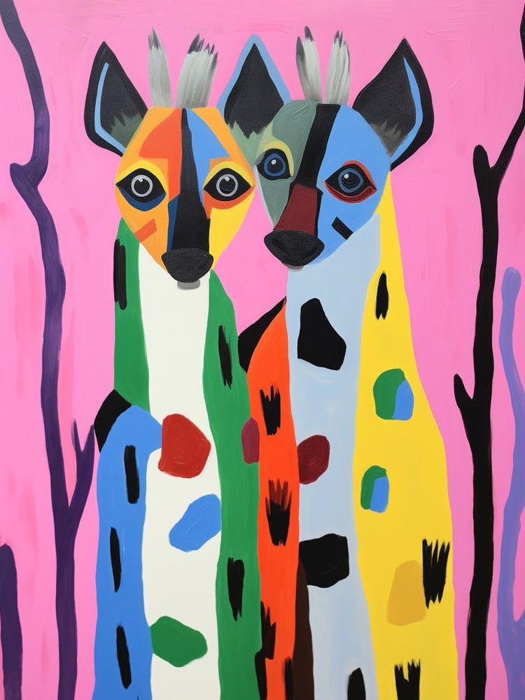 Colourful Kids Animal Art Hyena