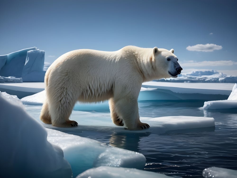 Polar Bear On Ice Floes