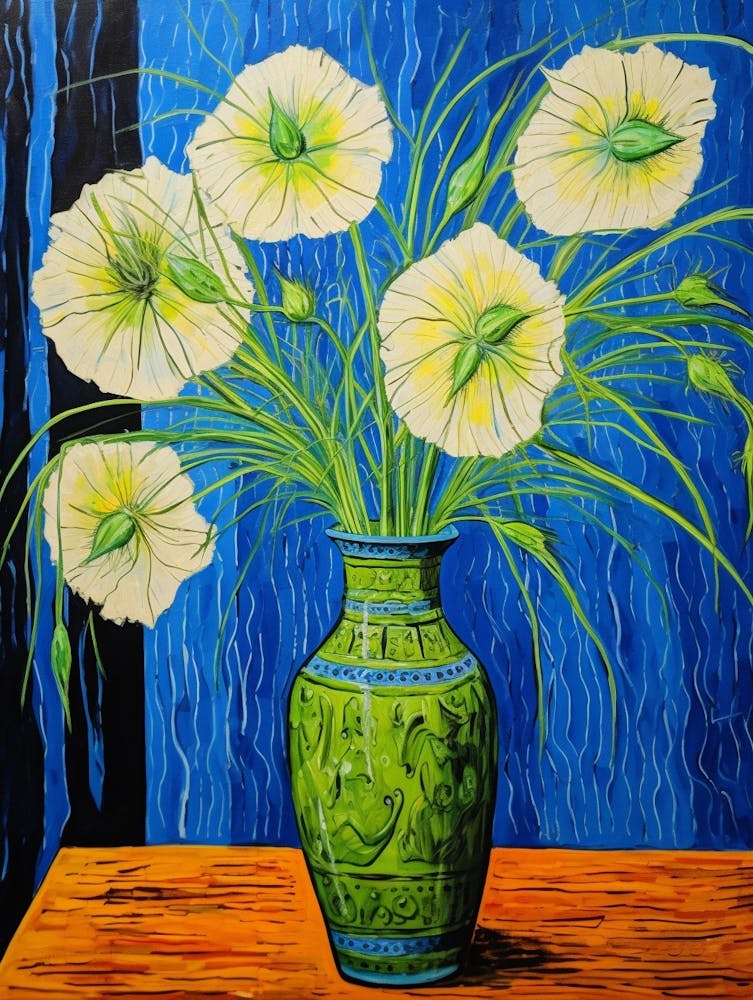 Flowers In A Vase Still Life Painting Love In A Mist Nigella 2