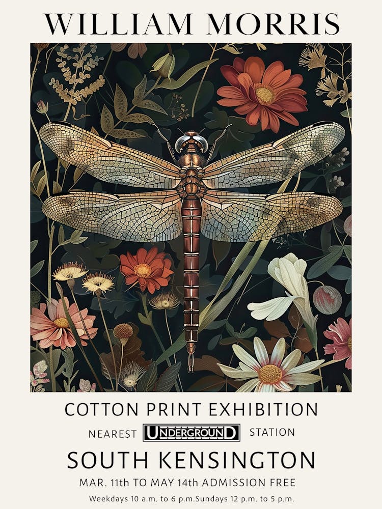 William Morris Vintage Poster Dragonfly