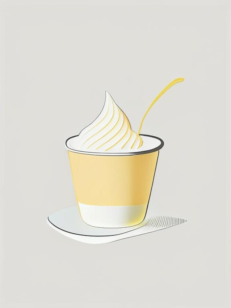 Single Cream Dairy Food Minimal Line Drawing
