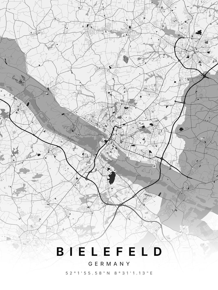 Bielefeld Germany White Map 1