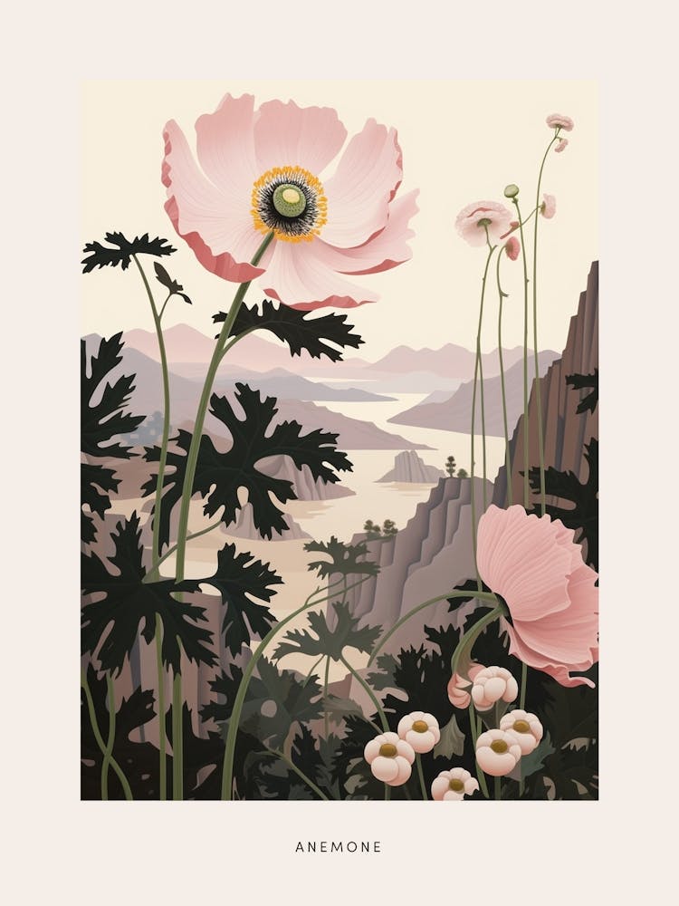 Flower Illustration Anemone 2 Poster
