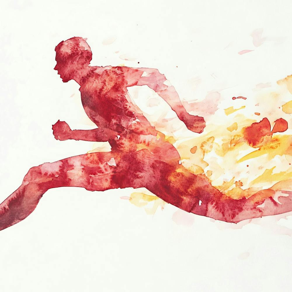 Watercolor Portrait Of A Man Running