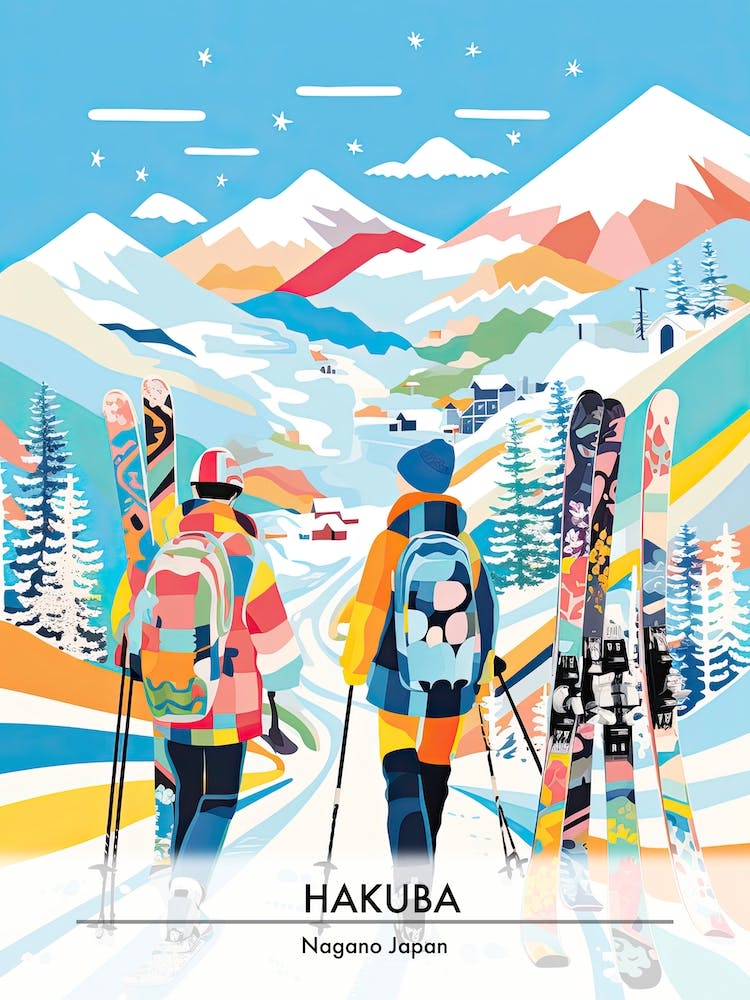 Hakuba   Nagano Japan, Ski Resort Poster Illustration 1