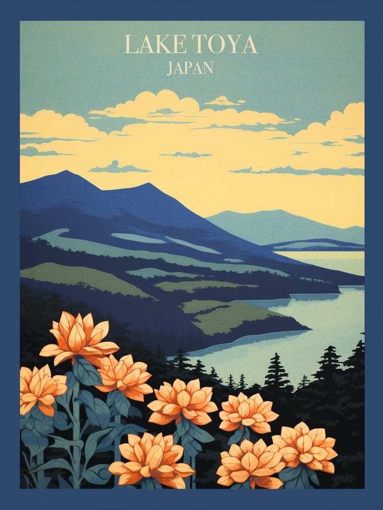 Lake Toya, Japan Vintage Travel Art 4 Poster