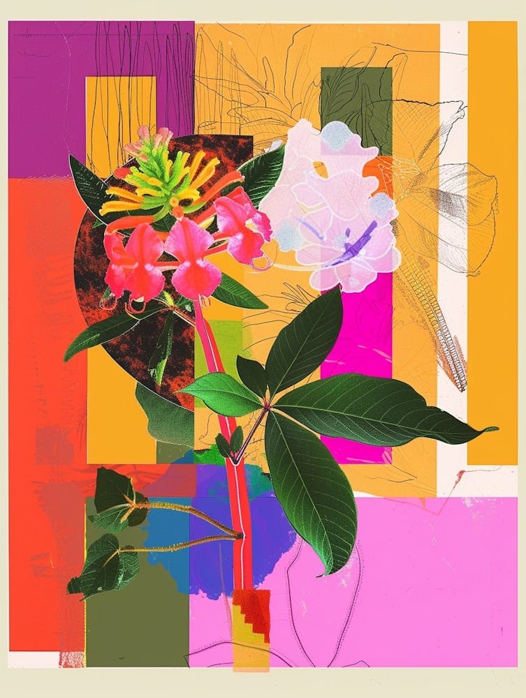 Lantana 1 Neon Flower Collage