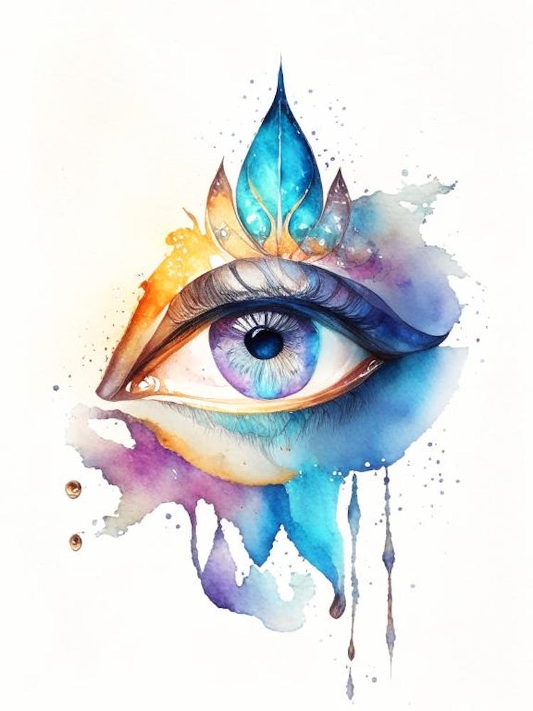 Bindu, Symbol, Third Eye Watercolour 1