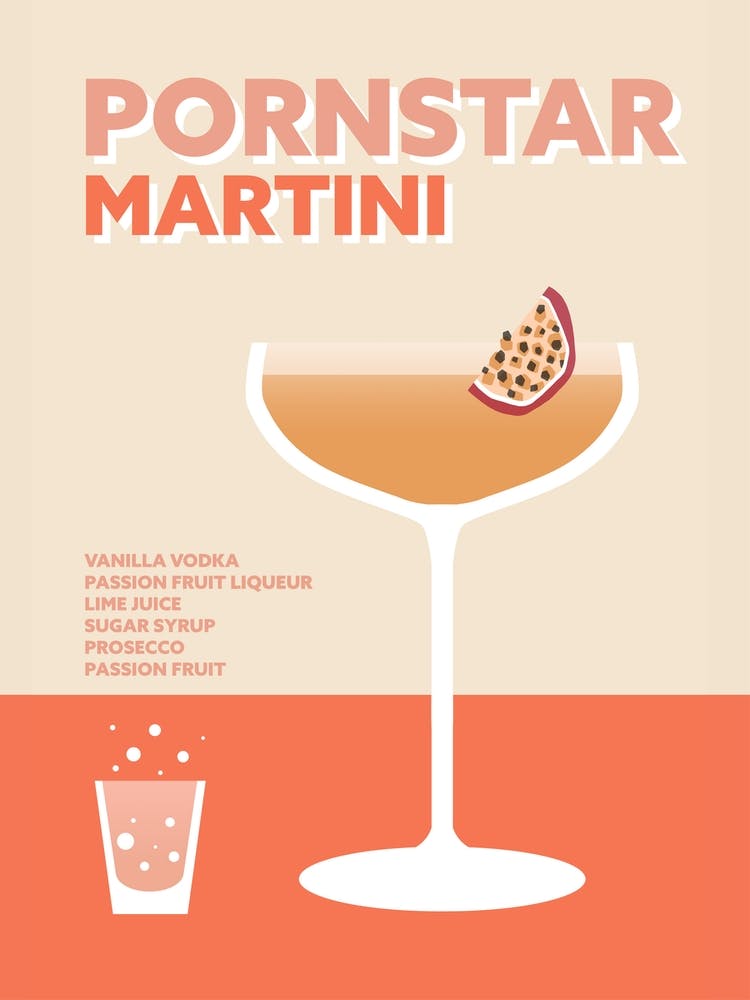 Pornstar Martini Cocktail Colourful Bar Wall
