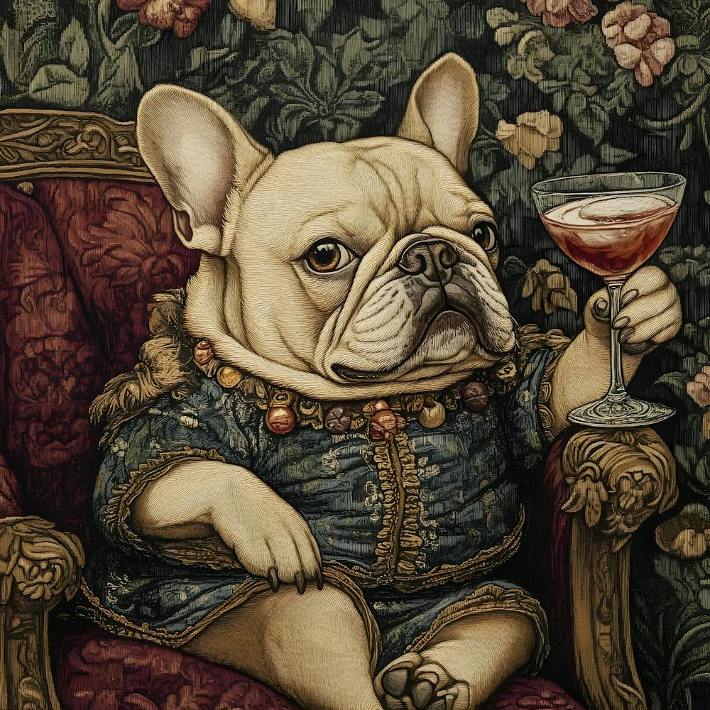 Tapestry Frenchie Drinking 3