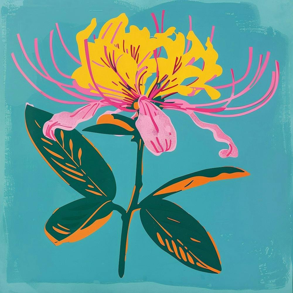 Bergamot 2 Square Flower Illustration