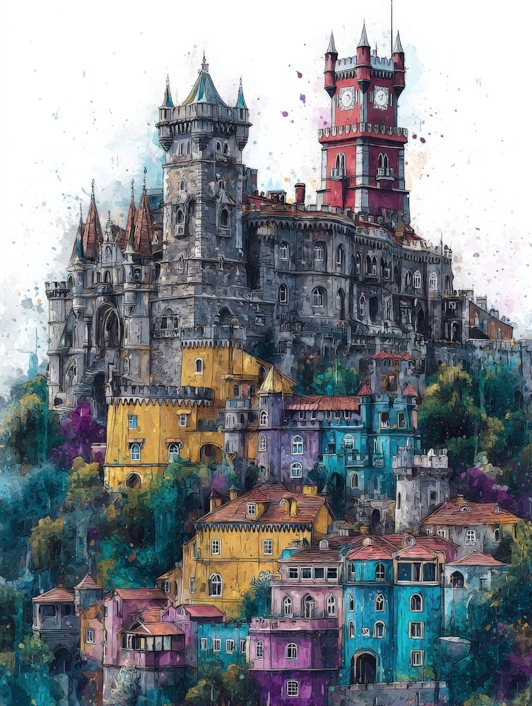 Aihrgdesign Isolierte Aquarellmalerei Von Europäischen Schlössern 9