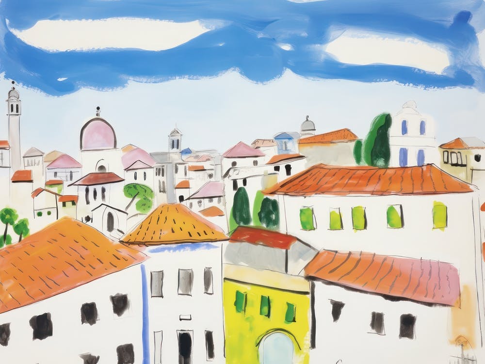 Vicenza Italy Cute Watercolour Illustration 1