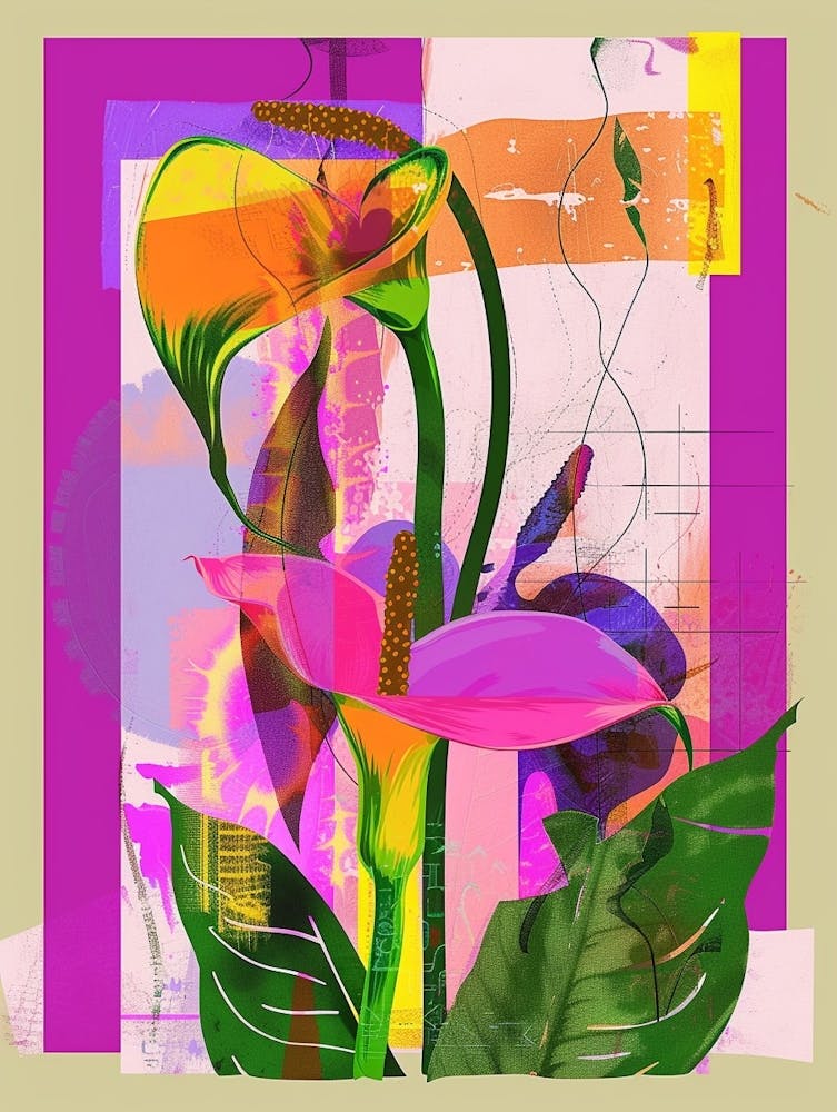 Calla Lily 4 Neon Flower Collage