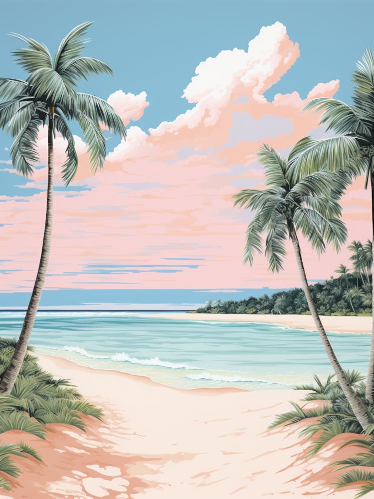 A Canvas Painting Of Pink Sands Beach, Harbour Island 2