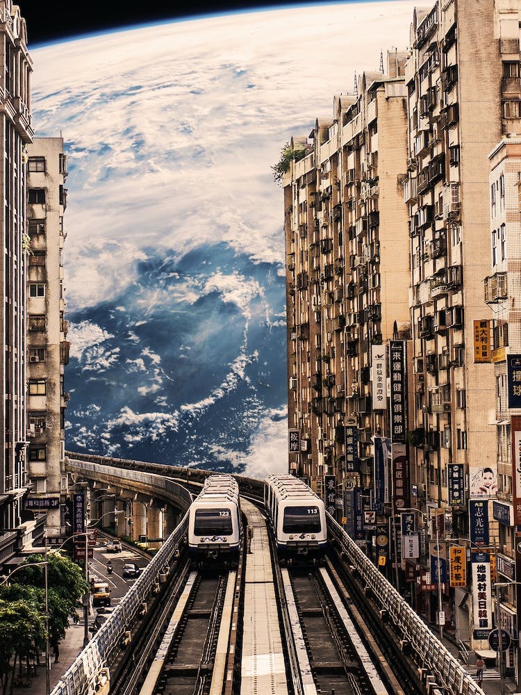 Vintage Train Outer Space