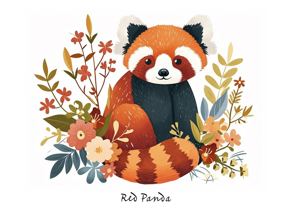 Little Floral Red Panda 3 Poster