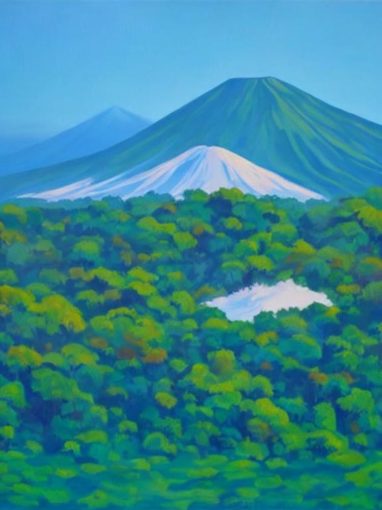 Arenal Volcano National Park Costa Rica Blue Oil Painting 2 