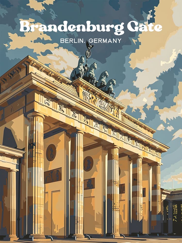 Brandenburg Gate Berlin National Monument Travel Art Illustration